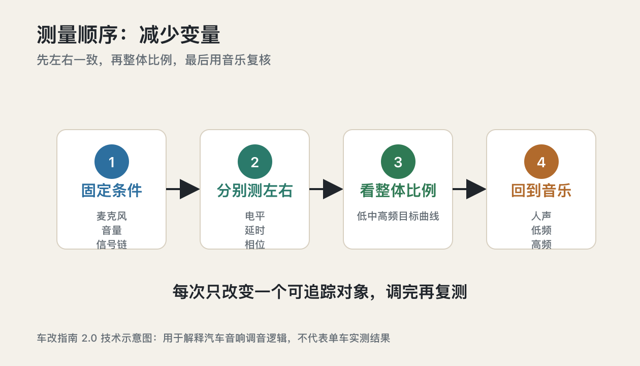 湛江汽车音响调音知识先左右后上下再听感复核流程图